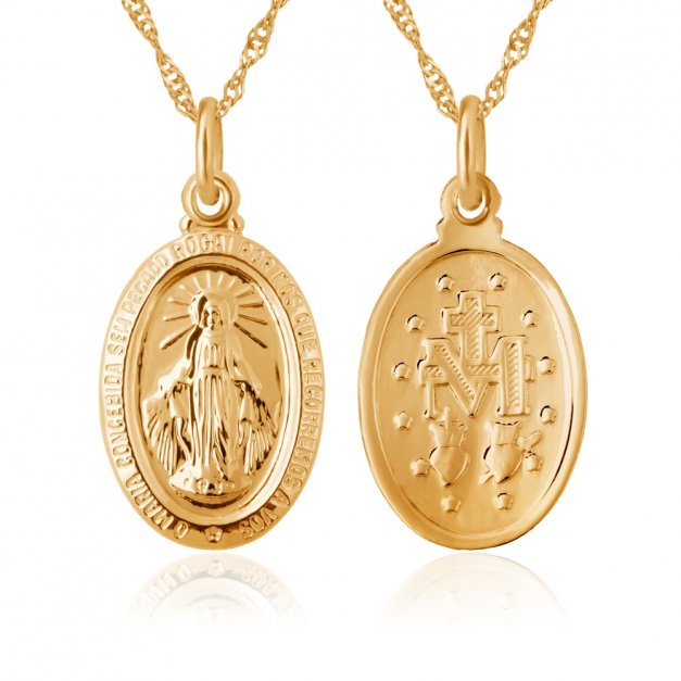 Złoty Medalik 333 Matka Boża Niepokalanie Poczęta Łańcuszek Grawer