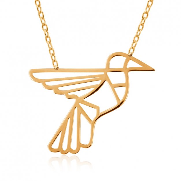 Złoty Naszyjnik Celebrytka 333 Geometryczny Ptak Grawer