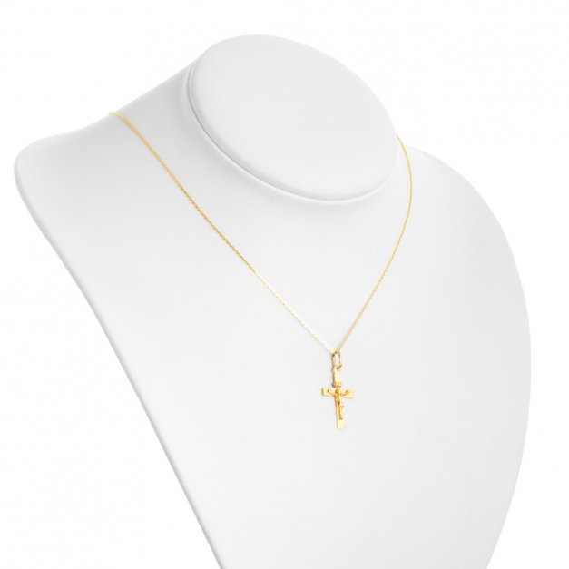 Złoty Krzyżyk 585 La Luce z Pasyjką Łańcuszek Grawer