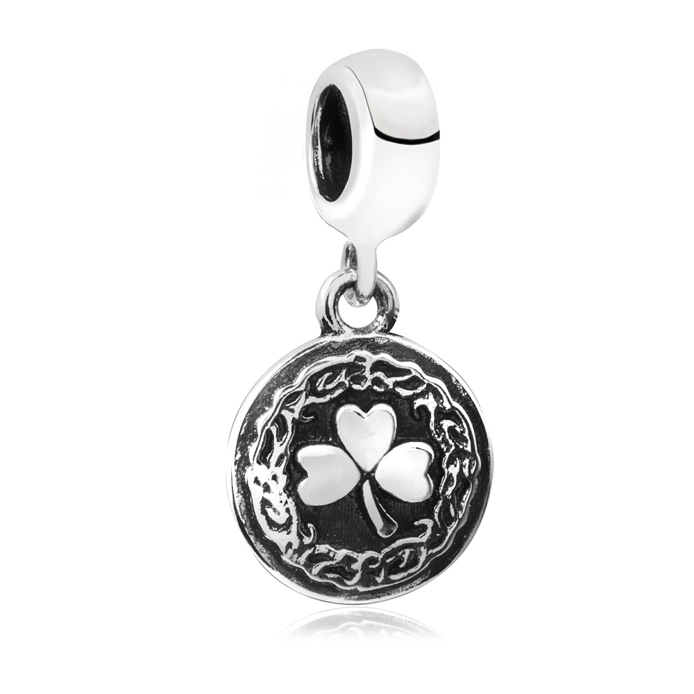 Charms Zawieszka Koralik Srebrny SHAMROCK