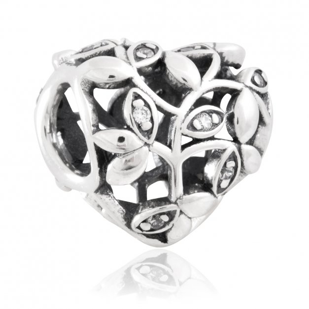 Charms Koralik Srebrny 925 SERCE ELFA