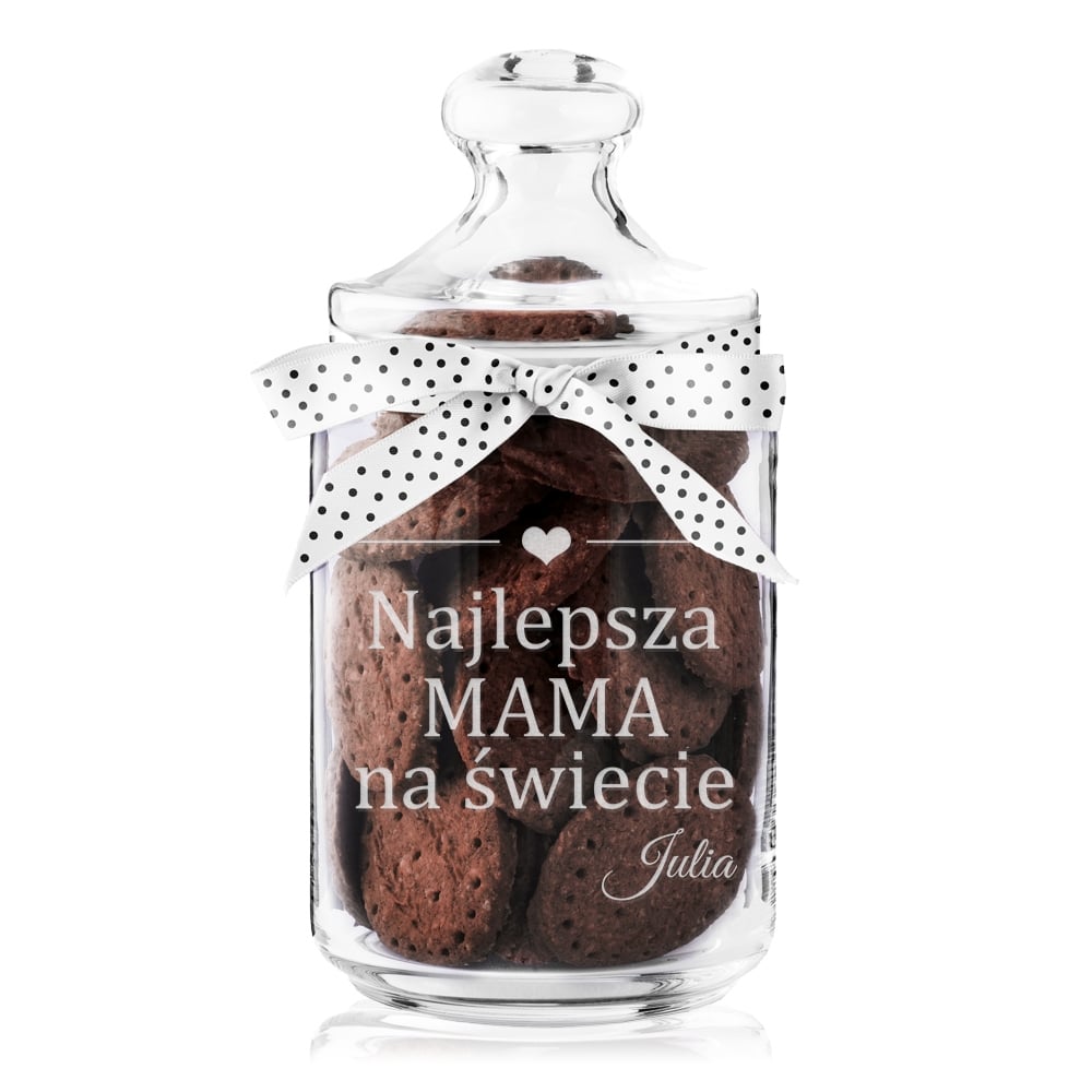 Soik szklany na ciastka z grawerem dla mamy
