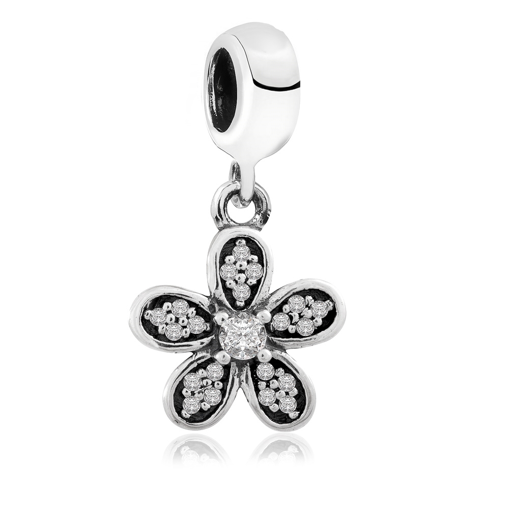 Charms Koralik Srebrny KWIATEK PICIOPATEK