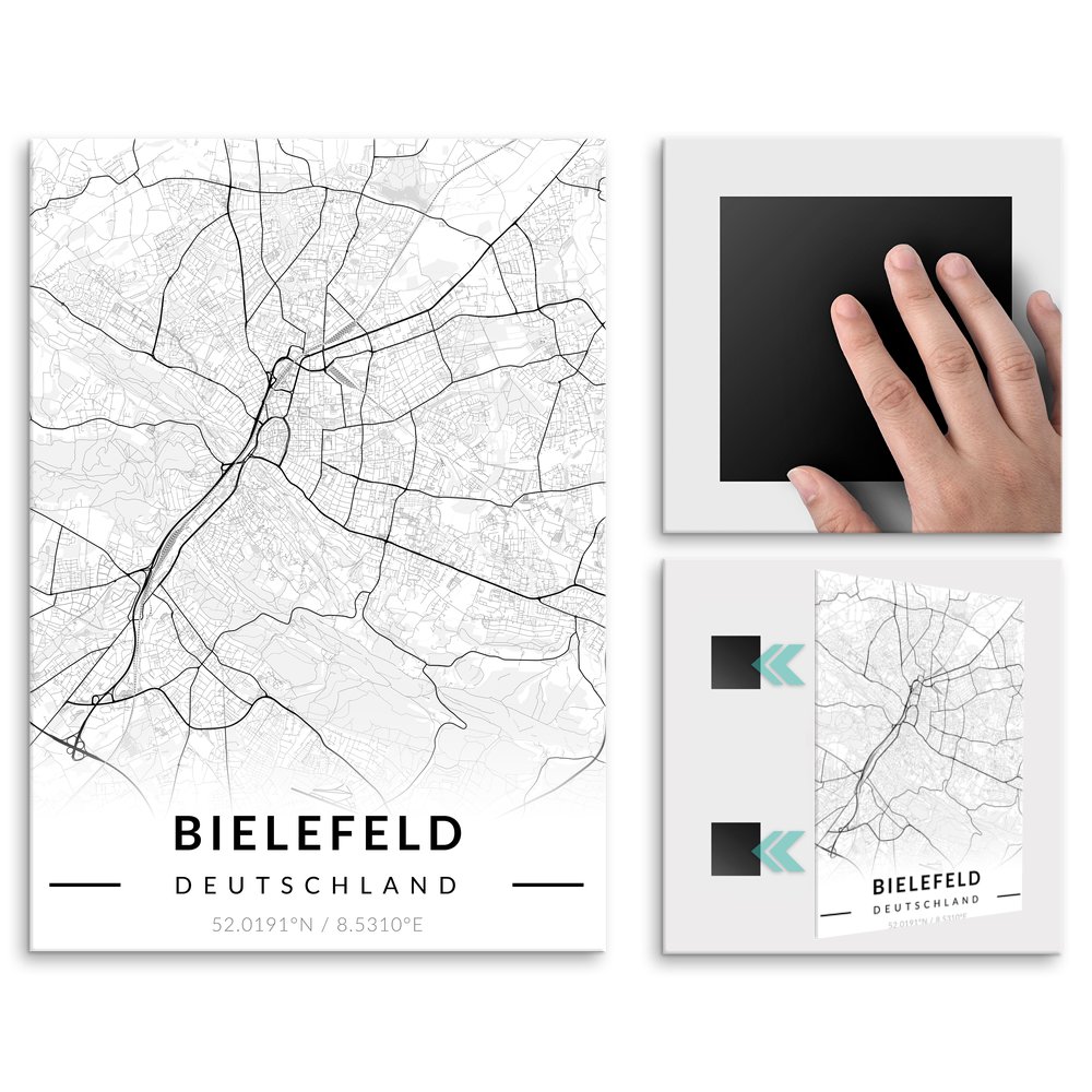 Plakat metalowy Mapa B&W Bielefeld L