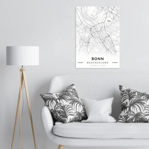 Plakat metalowy Mapa B&W Bonn L