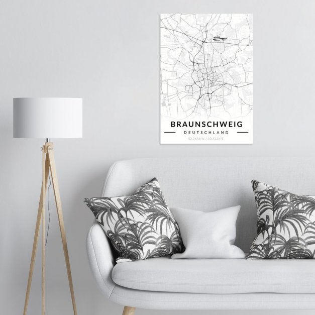 Plakat metalowy Mapa B&W Braunschweig L
