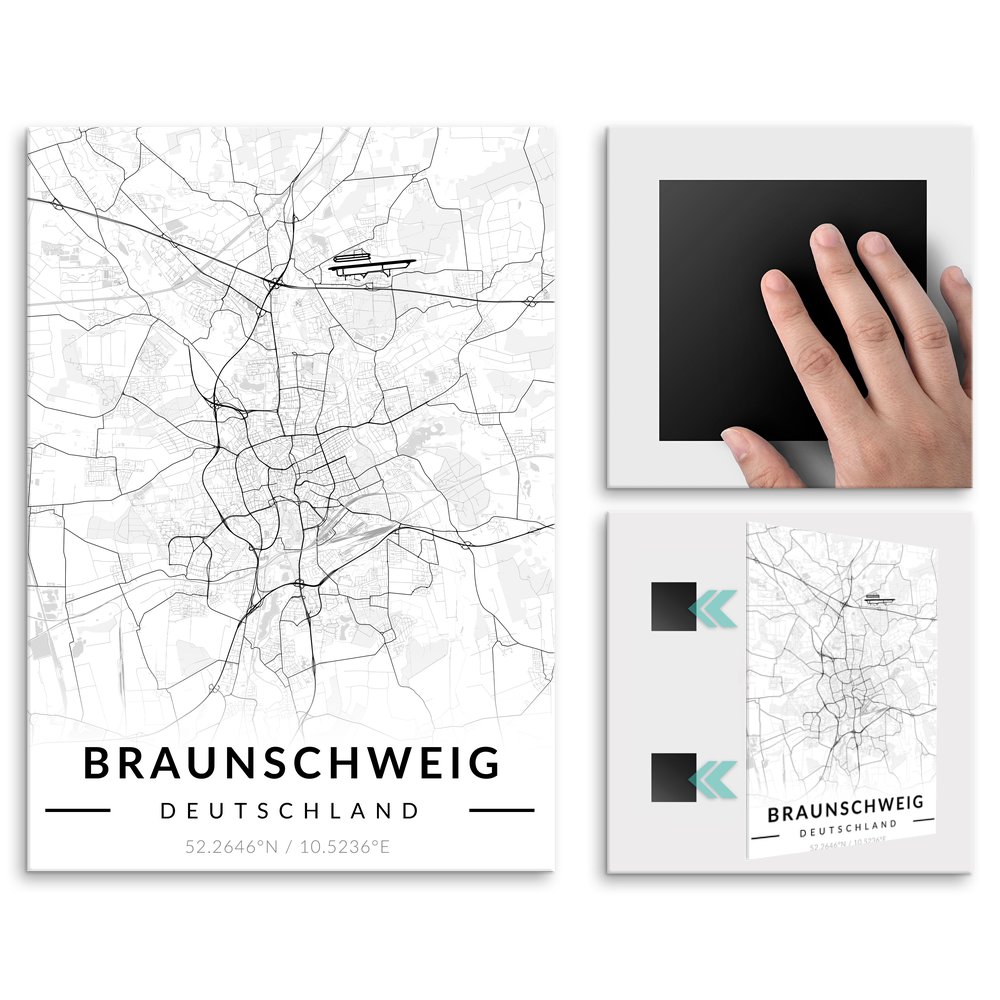 Plakat metalowy Mapa B&W Braunschweig L