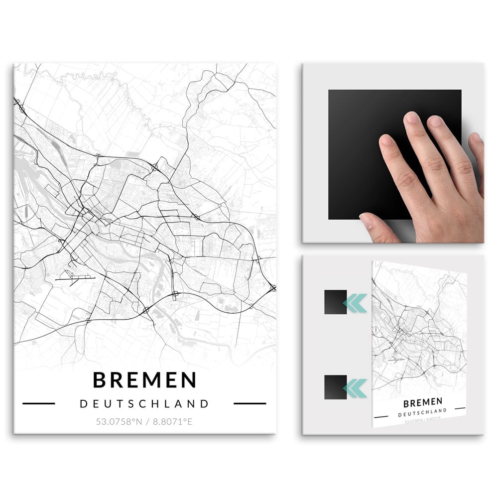 Plakat metalowy Mapa B&W Bremen L