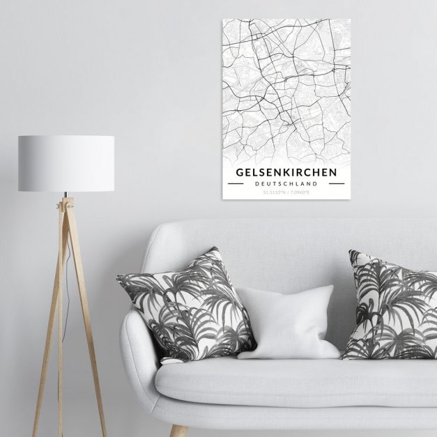 Plakat metalowy Mapa B&W Gelsenkirchen L