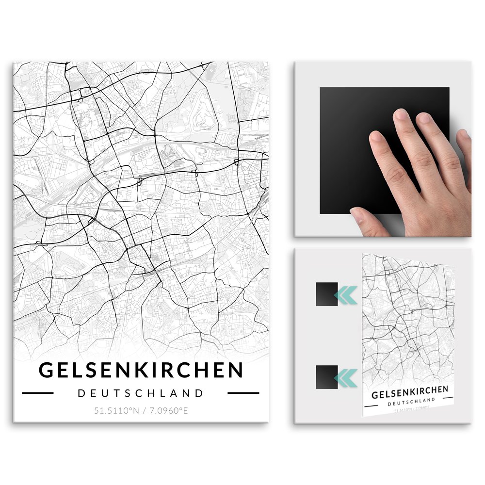Plakat metalowy Mapa B&W Gelsenkirchen L