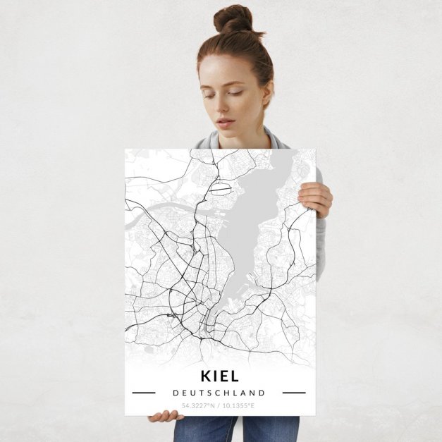Plakat metalowy Mapa B&W Kiel L