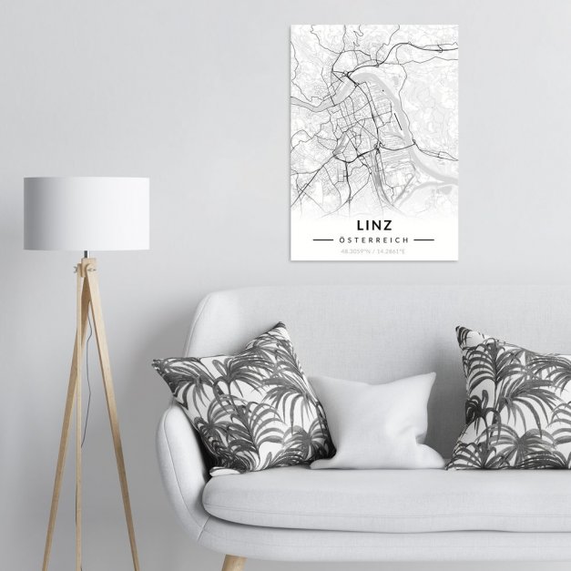 Plakat metalowy Mapa B&W Linz L