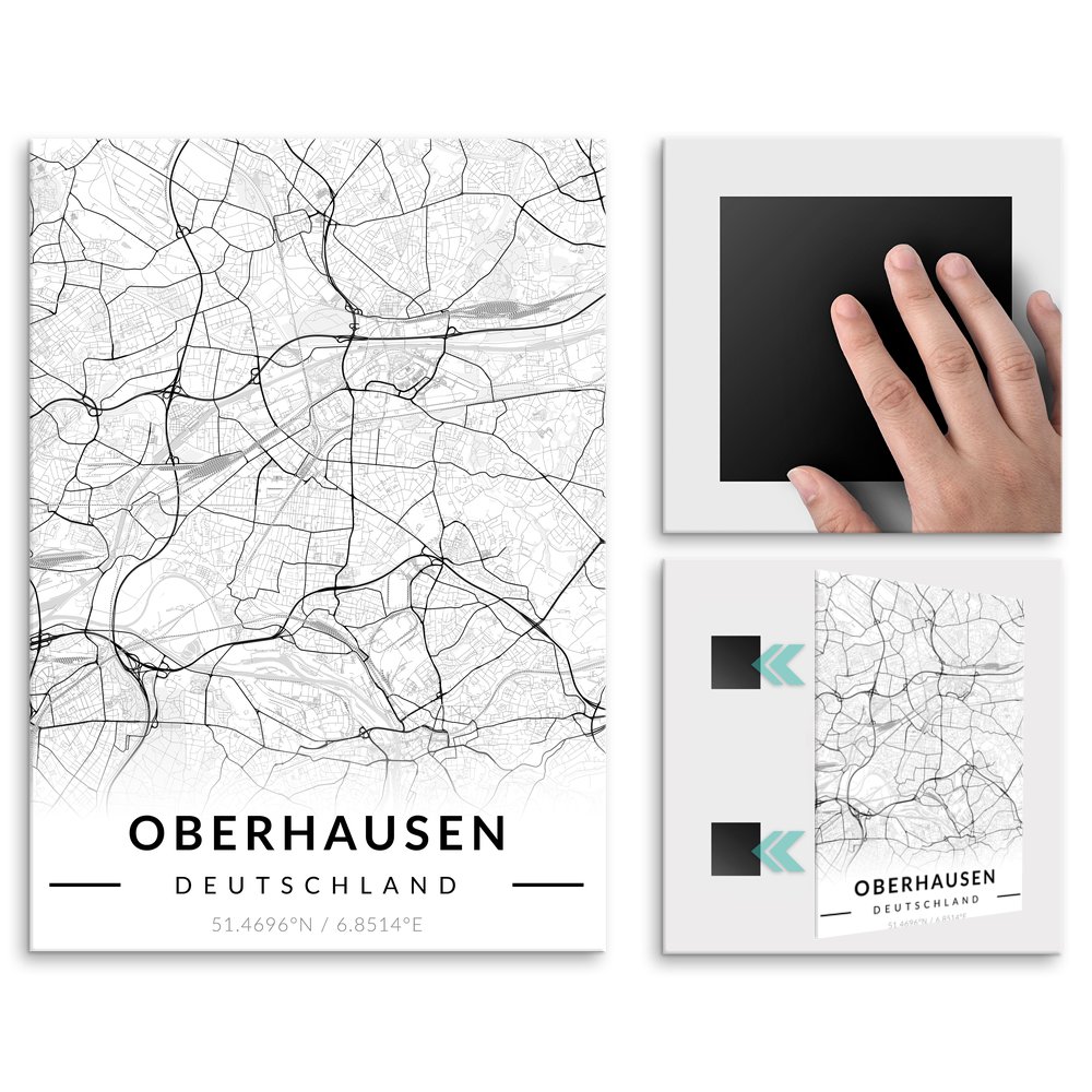 Plakat metalowy Mapa B&W Oberhausen M