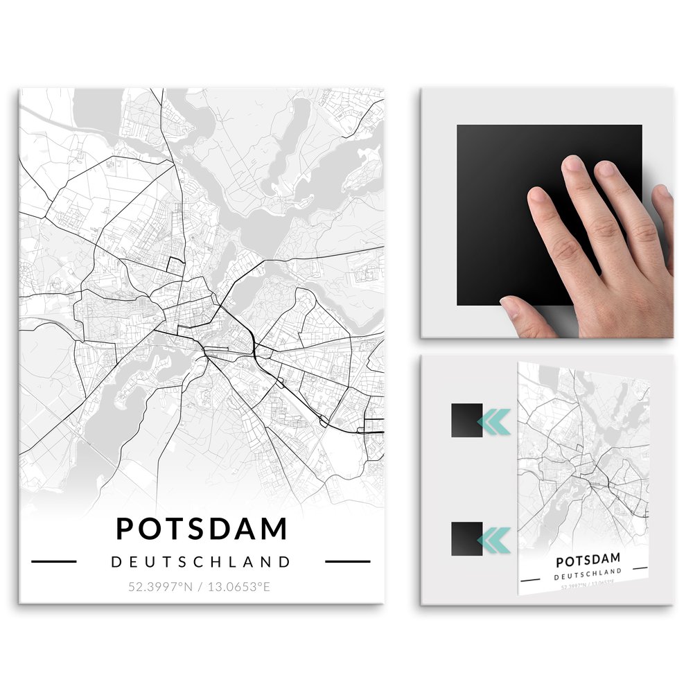 Plakat metalowy Mapa B&W Potsdam L