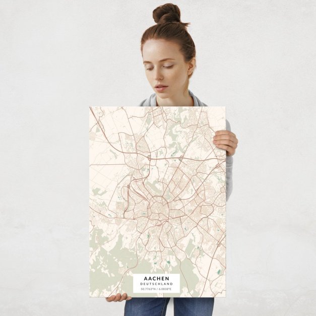 Plakat metalowy Mapa Vintage Aachen L