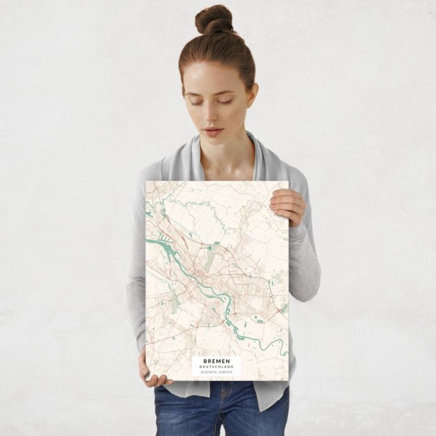 Plakat metalowy Mapa Vintage Bremen M