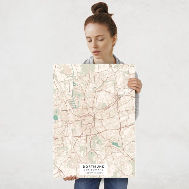 Plakat metalowy Mapa Vintage Dortmund L