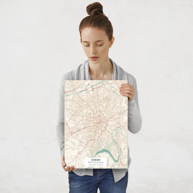 Plakat metalowy Mapa Vintage Essen M