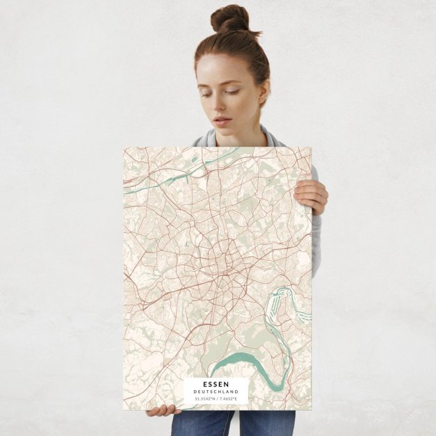 Plakat metalowy Mapa Vintage Essen L