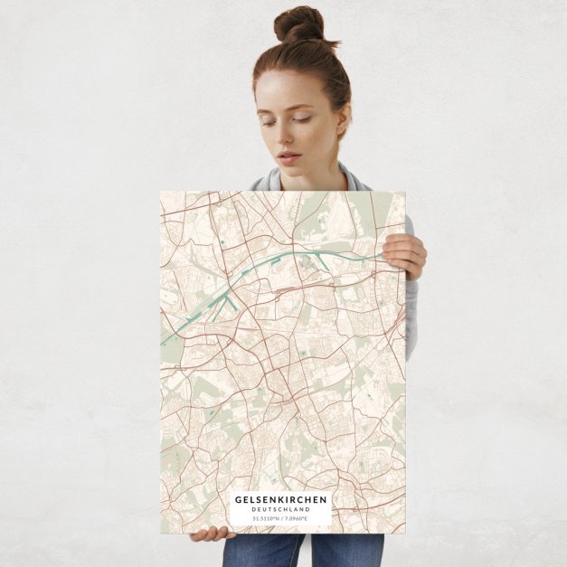 Plakat metalowy Mapa Vintage Gelsenkirchen L