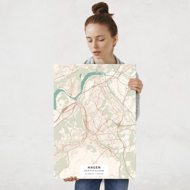 Plakat metalowy Mapa Vintage Hagen L