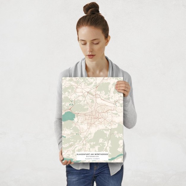Plakat metalowy Mapa Vintage Klagenfurt am Wörthersee M