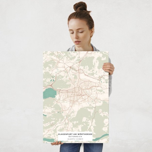 Plakat metalowy Mapa Vintage Klagenfurt am Wörthersee L