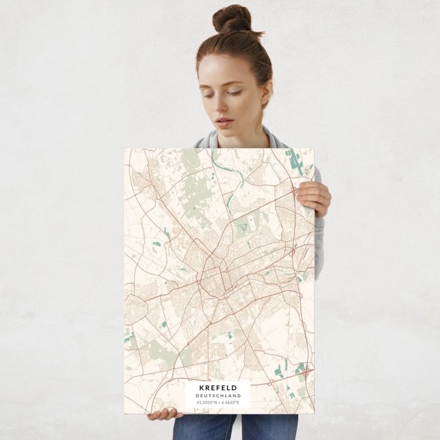 Plakat metalowy Mapa Vintage Krefeld L