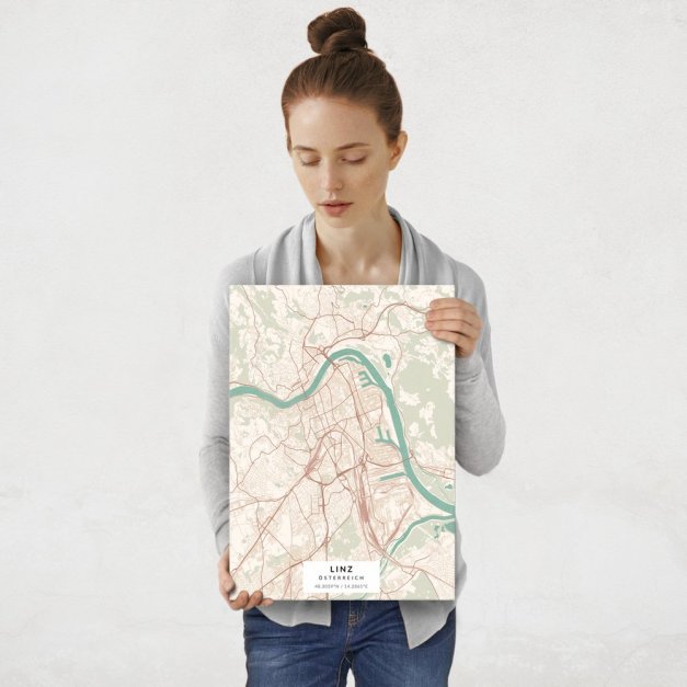 Plakat metalowy Mapa Vintage Linz M