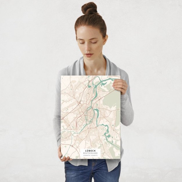 Plakat metalowy Mapa Vintage Lübeck M