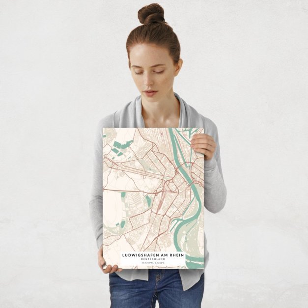Plakat metalowy Mapa Vintage Ludwigshafen am Rhein M