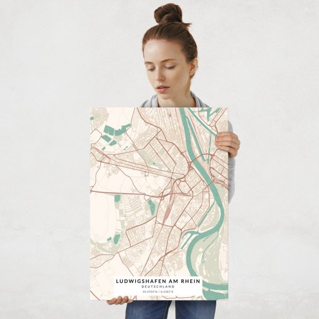 Plakat metalowy Mapa Vintage Ludwigshafen am Rhein L