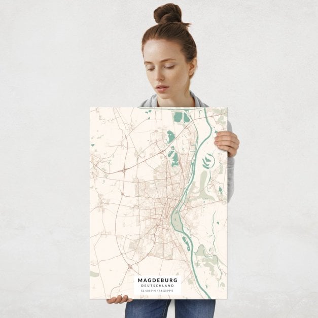 Plakat metalowy Mapa Vintage Magdeburg L