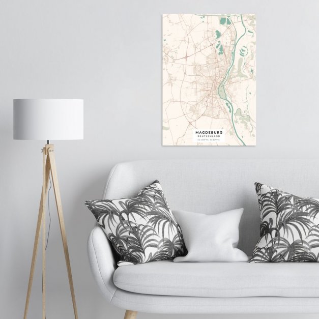 Plakat metalowy Mapa Vintage Magdeburg L