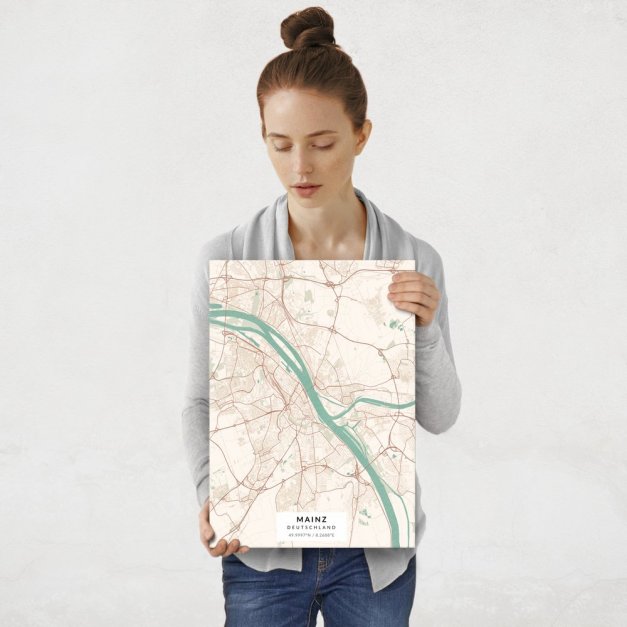 Plakat metalowy Mapa Vintage Mainz M