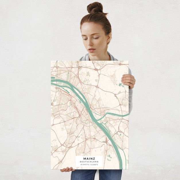 Plakat metalowy Mapa Vintage Mainz L