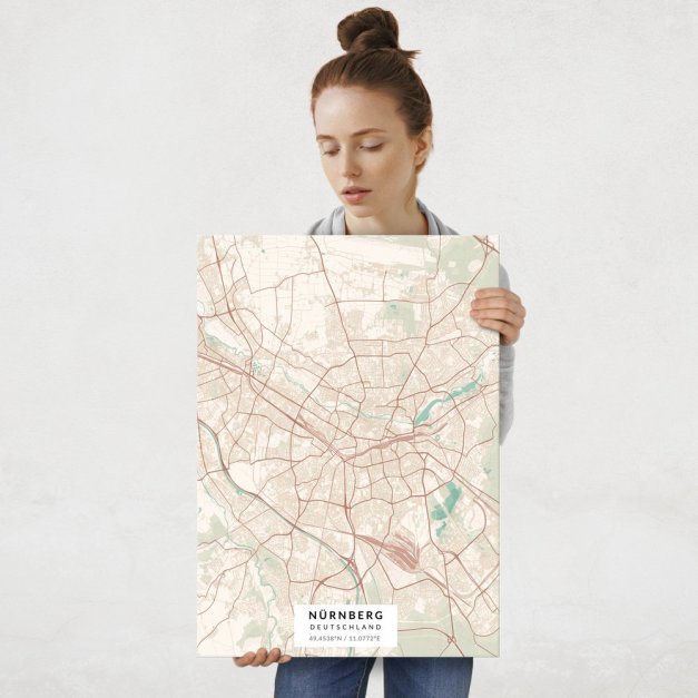 Plakat metalowy Mapa Vintage Nürnberg L