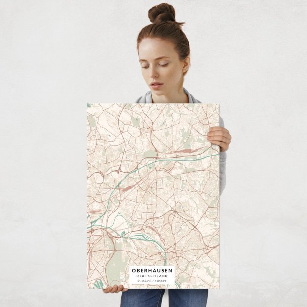 Plakat metalowy Mapa Vintage Oberhausen L