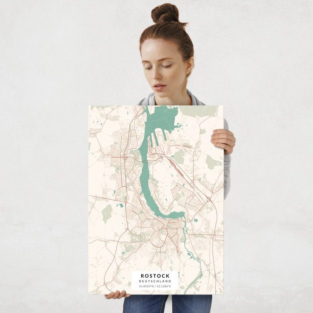 Plakat metalowy Mapa Vintage Rostock L