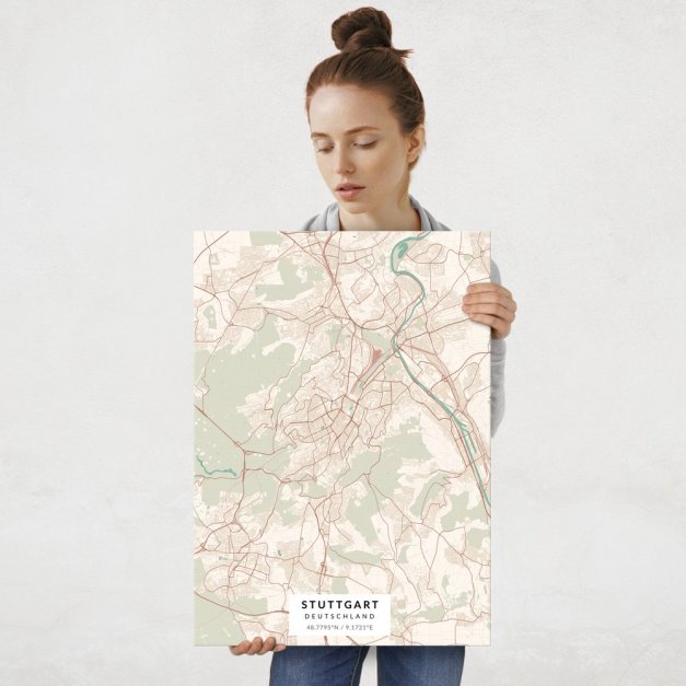 Plakat metalowy Mapa Vintage Stuttgart L