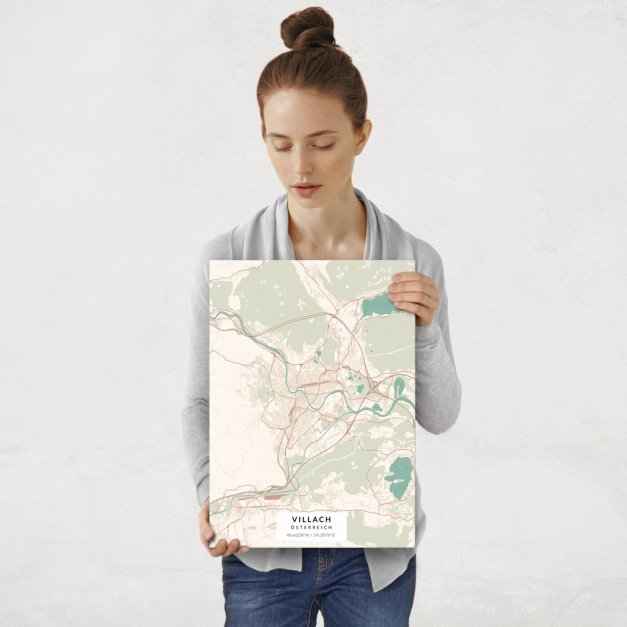 Plakat metalowy Mapa Vintage Villach M