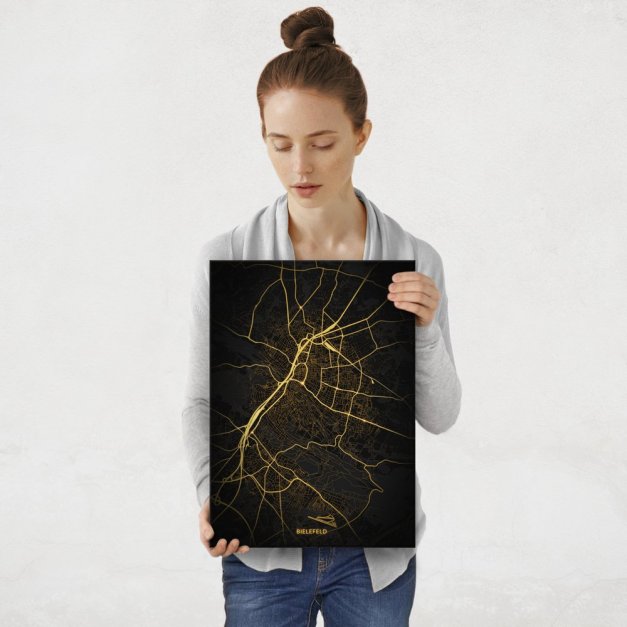 Plakat metalowy Mapa Night Lights Bielefeld M