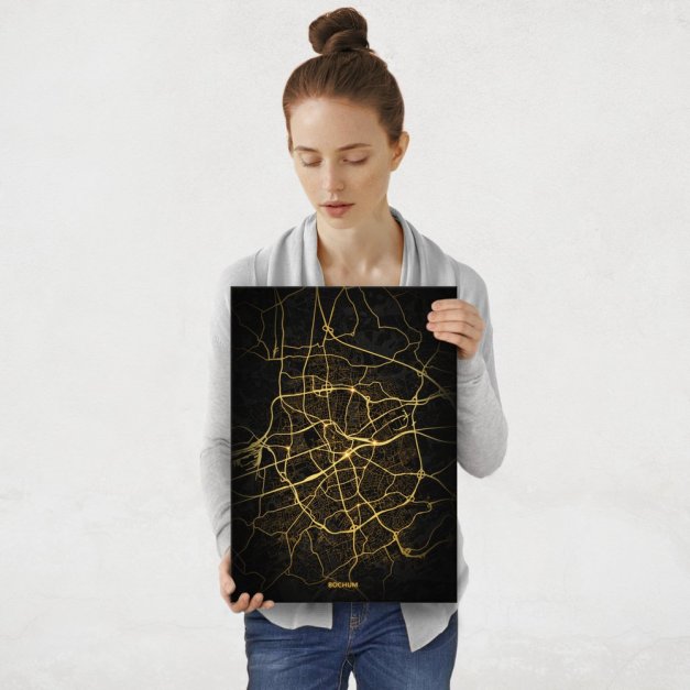 Plakat metalowy Mapa Night Lights Bochum M