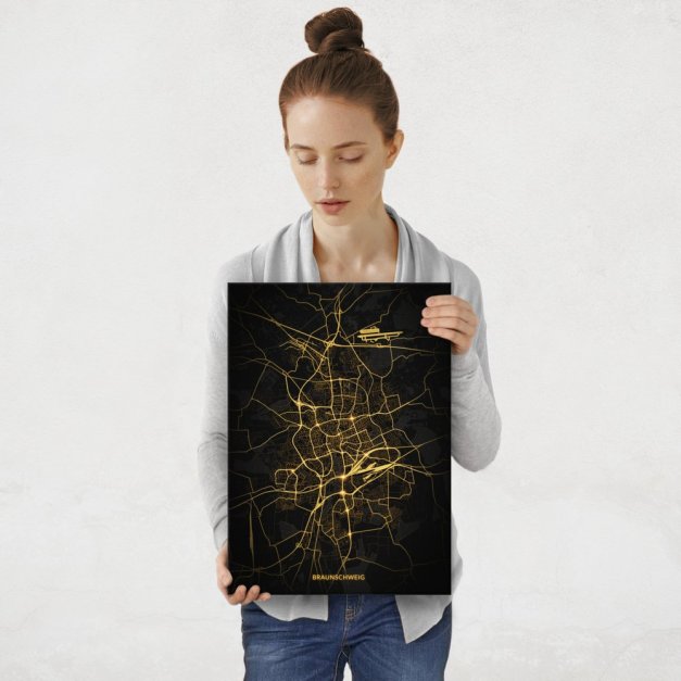 Plakat metalowy Mapa Night Lights Braunschweig M
