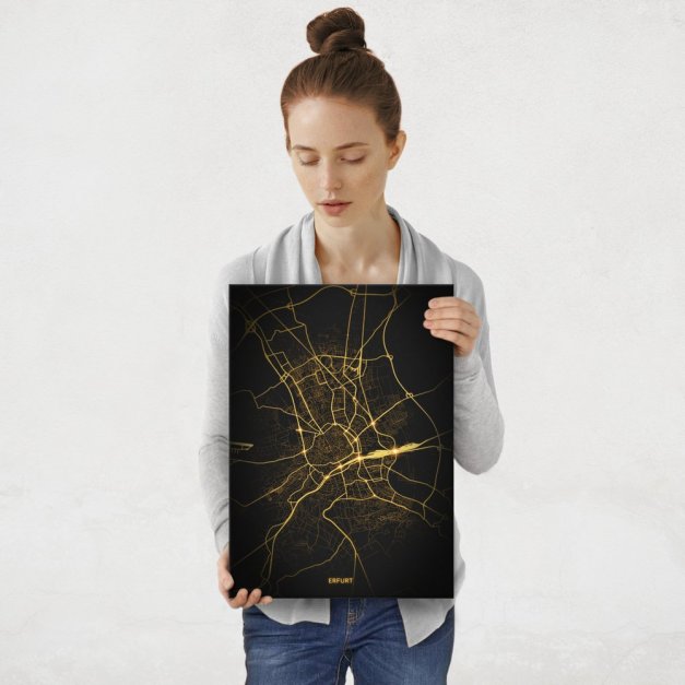 Plakat metalowy Mapa Night Lights Erfurt M
