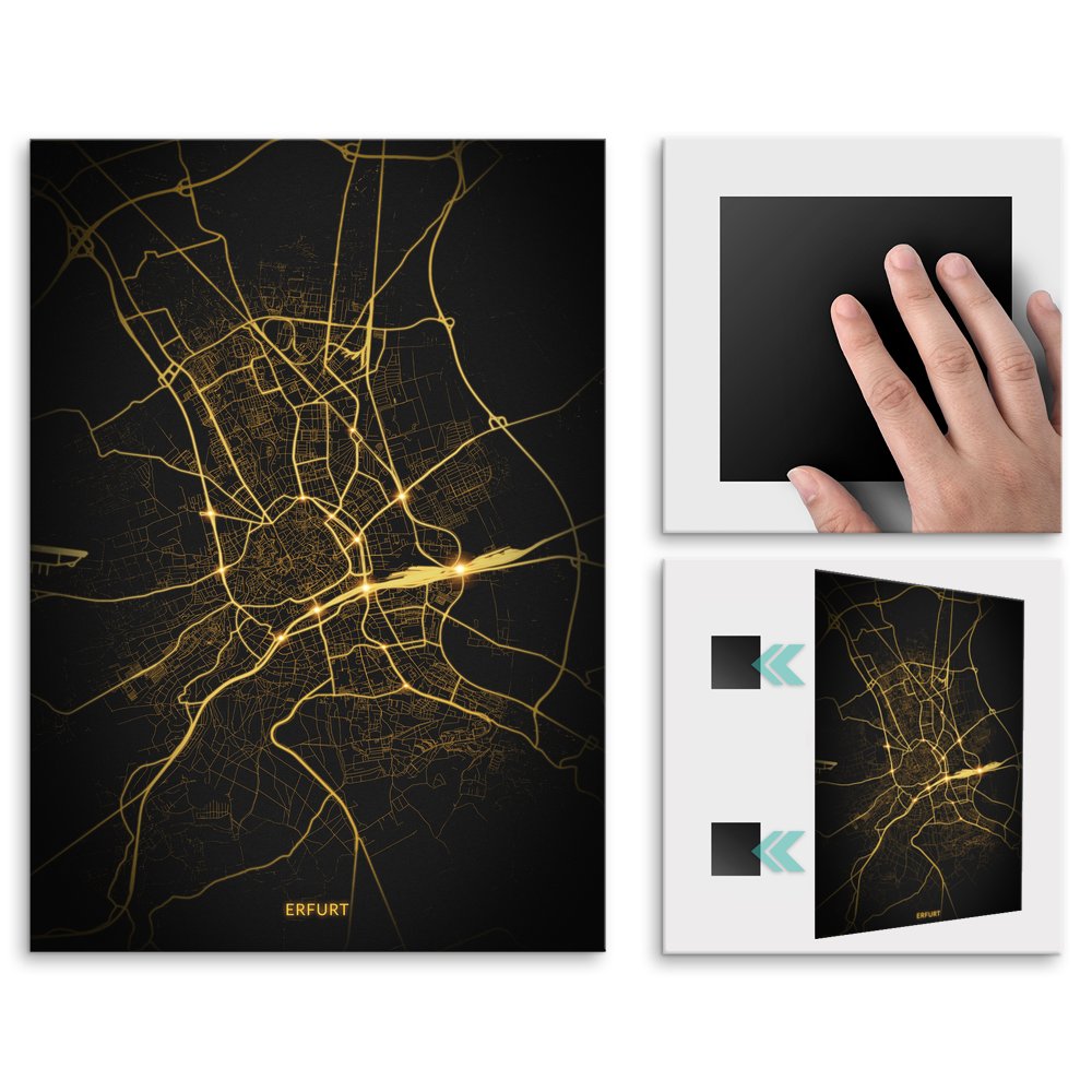 Plakat metalowy Mapa Night Lights Erfurt L