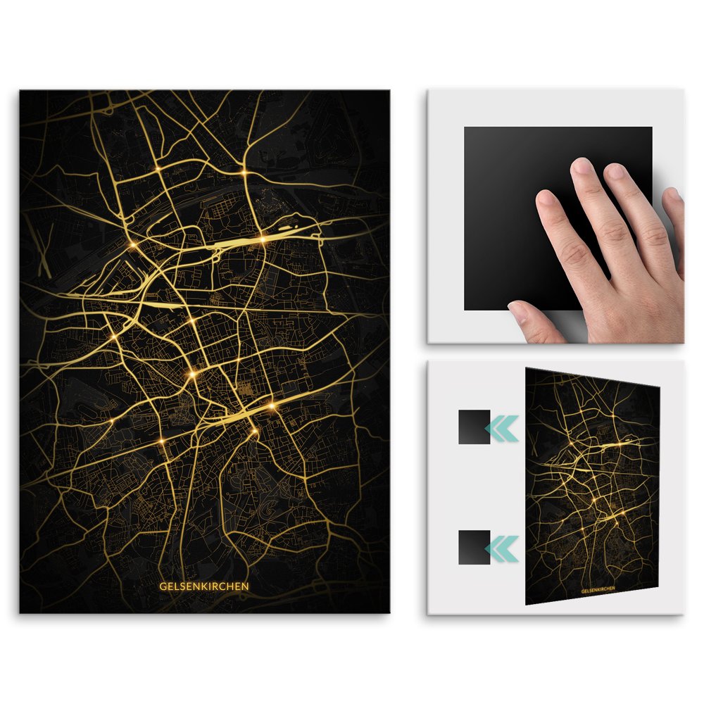 Plakat metalowy Mapa Night Lights Gelsenkirchen M