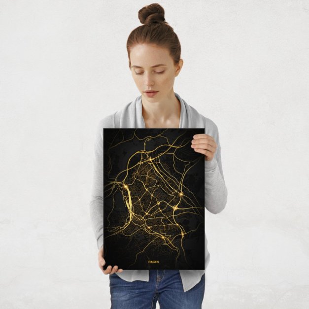 Plakat metalowy Mapa Night Lights Hagen M