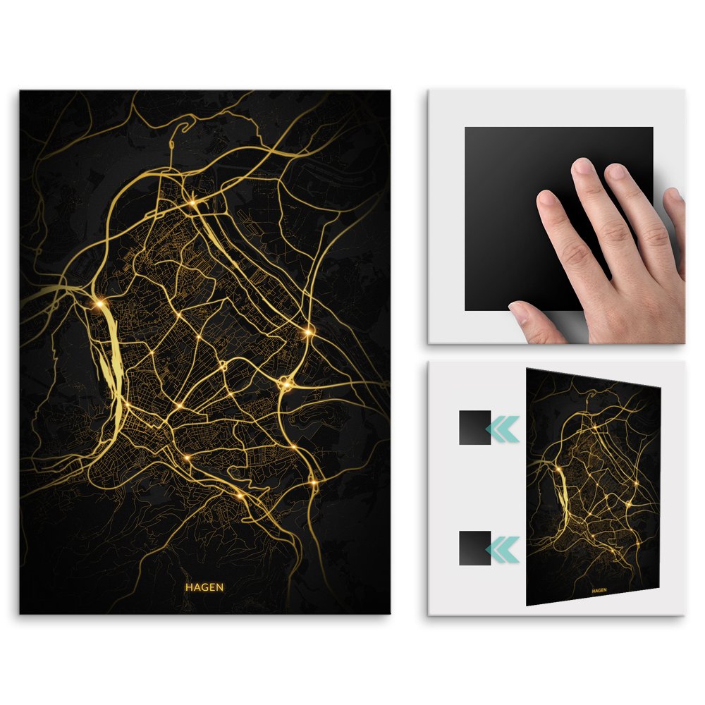 Plakat metalowy Mapa Night Lights Hagen M