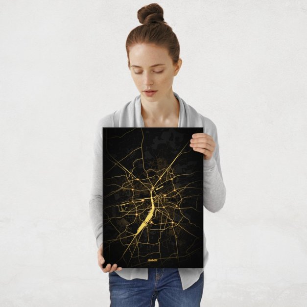 Plakat metalowy Mapa Night Lights Hamm M
